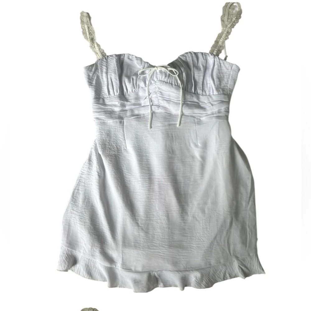‼️Lucy in the Sky White Lace Mini Dress Bow Coquette Bride to Be Initiation